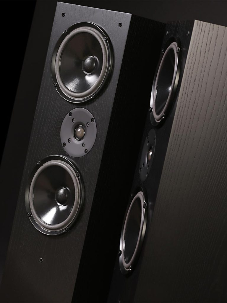 Halbtotale der Living Voice R25A in Schwarz
