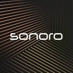 Sonoro logo, im Hintergrund das Muster des Meisterstücks