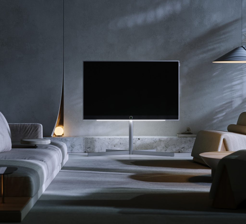 LOEWE Stellar Alu Concrete in einem modernem Wohnzimmer